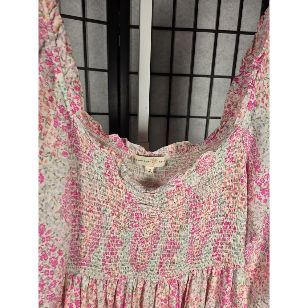 Penelope Rose Cottagecore Prairie Smocked Floral Midi Dress Women's Size Medium - Picture 2 of 7